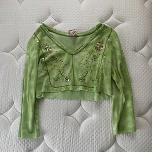 Green Longsleeve Crop Top
